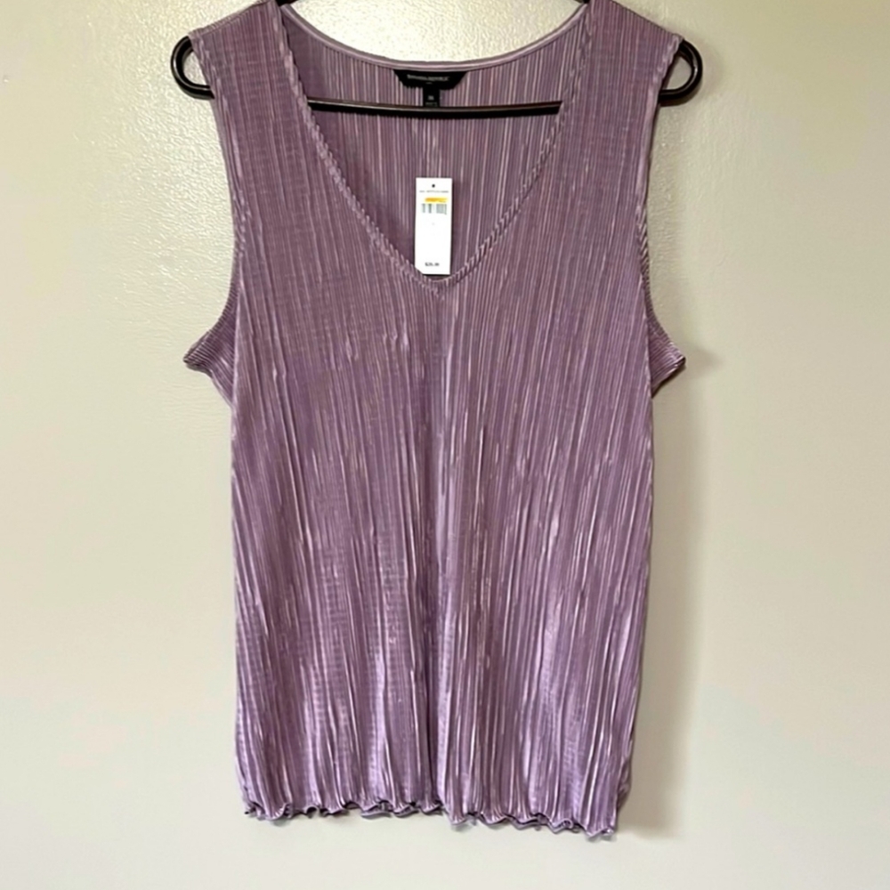 NWT Metallic Shimmer Lilac Purple Banana Republic Pleated Tank Top
